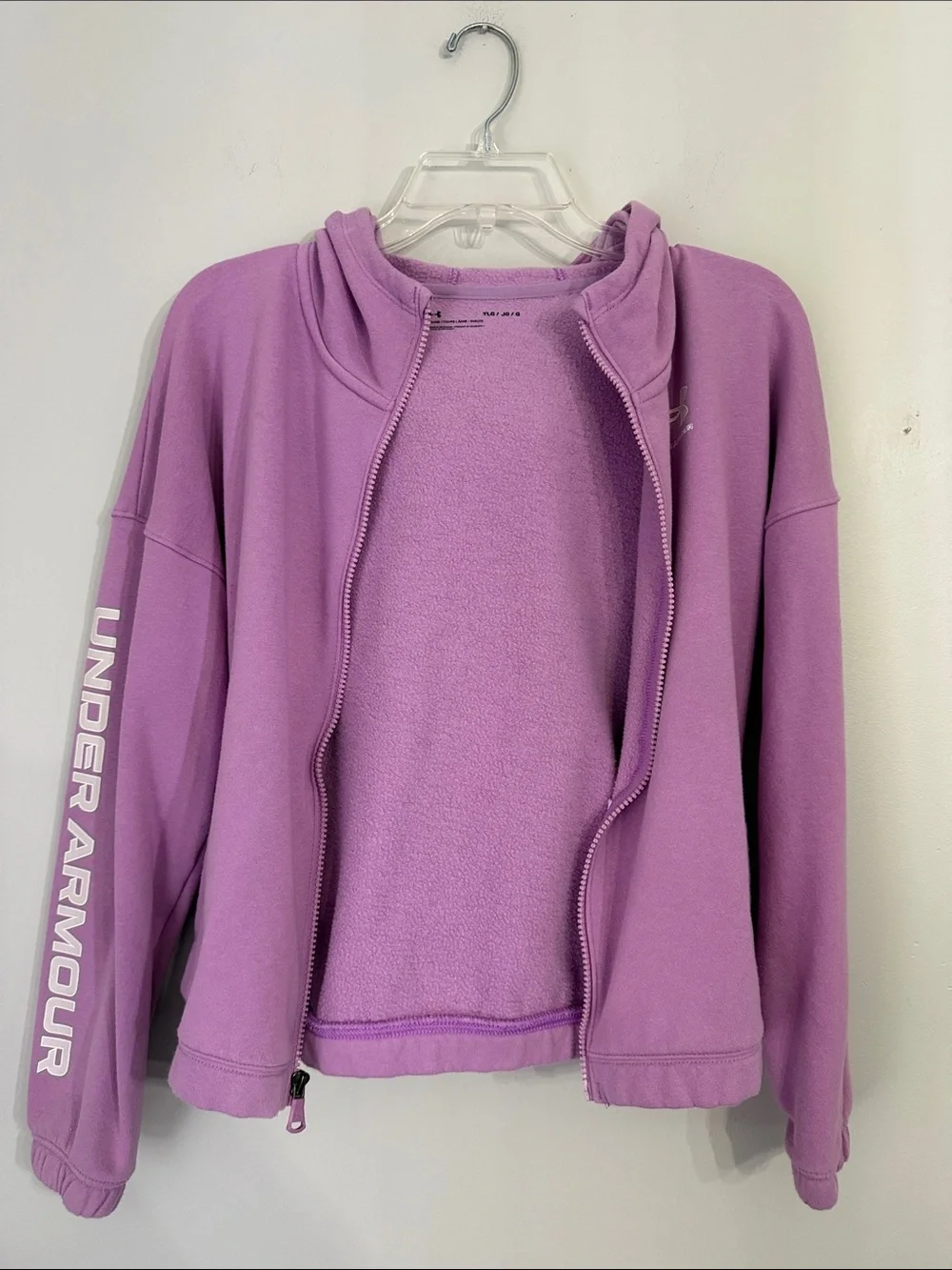 Under Armour girls youth purple-lavender hooded jacket size large